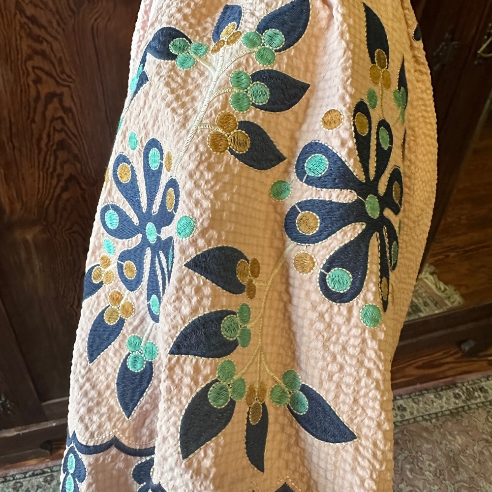 THML Blush Pink Embroidered Tunic with Navy & Teal Accents - Picture 4 of 6